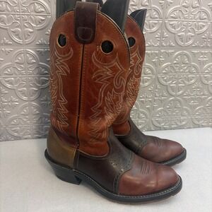 Double-H Roper Boots Mens Size 10.5 M Brown Leather Western Aeroglide 7 Workwear